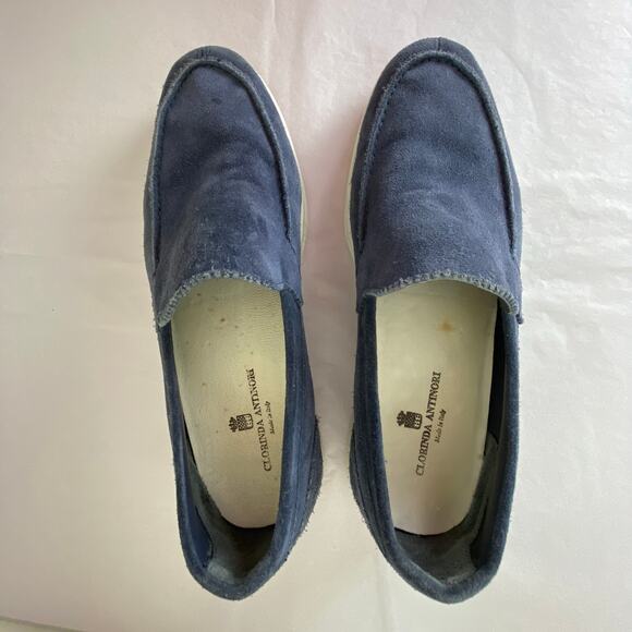 Clorinda Antinori Edoardo Sirena Suede Loafers Size 41 or 9 Navy Blue Italy - Picture 4 of 12